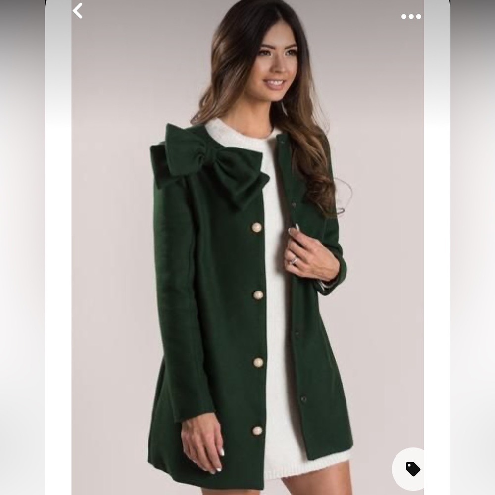 Morning lavender green bow coat size large new